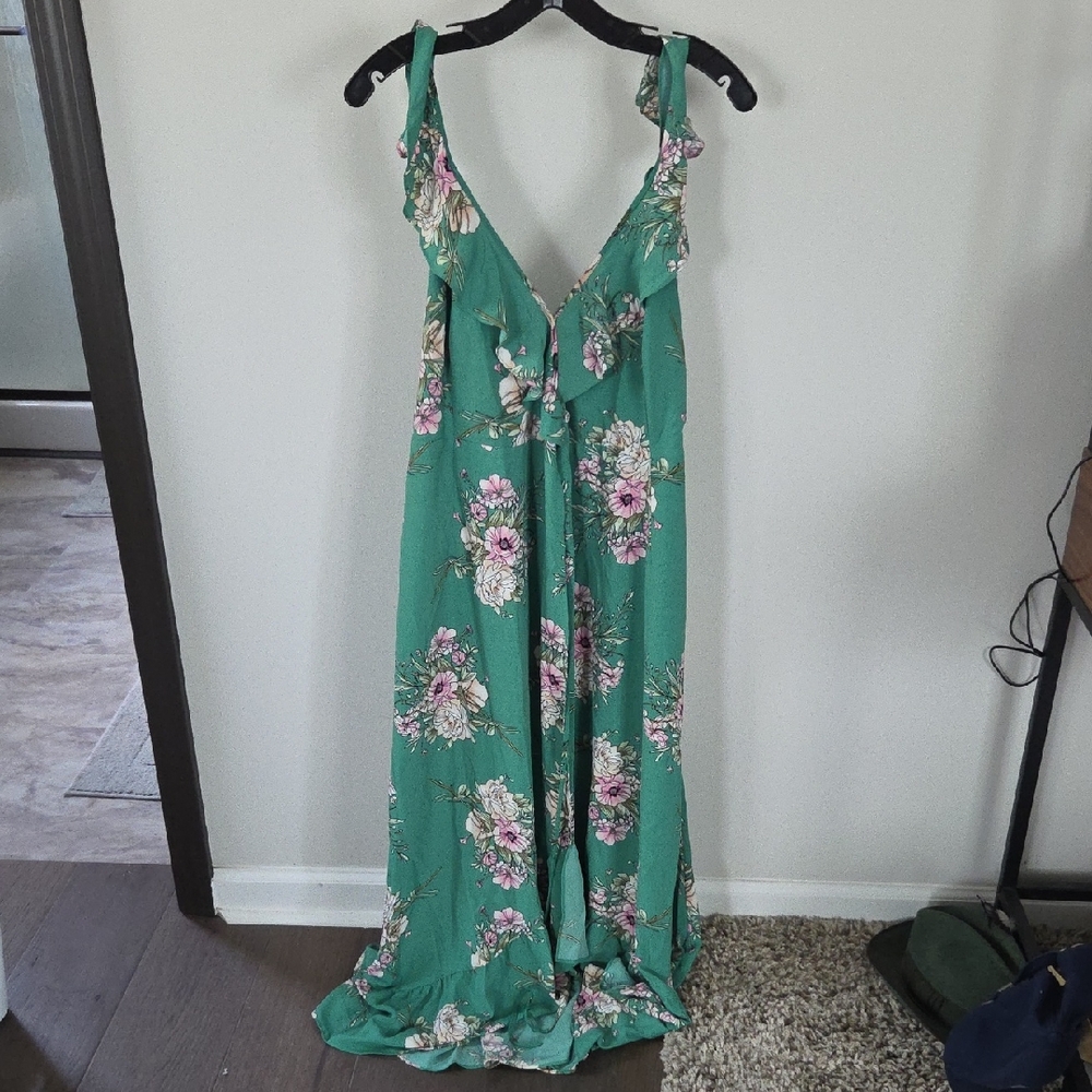 Love Riche Teal Floral Maxi Dress
